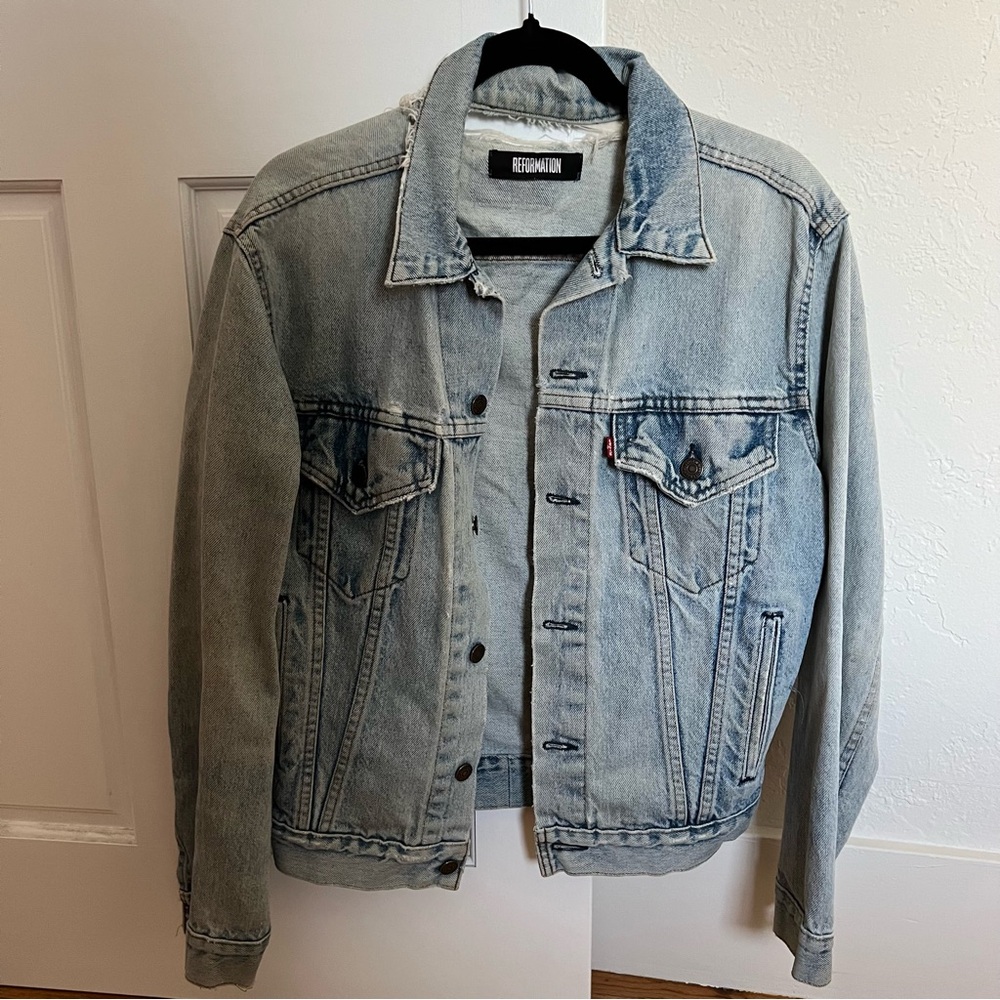 Reformation Repurposed Distressed Levi’s Denim Jacket Small